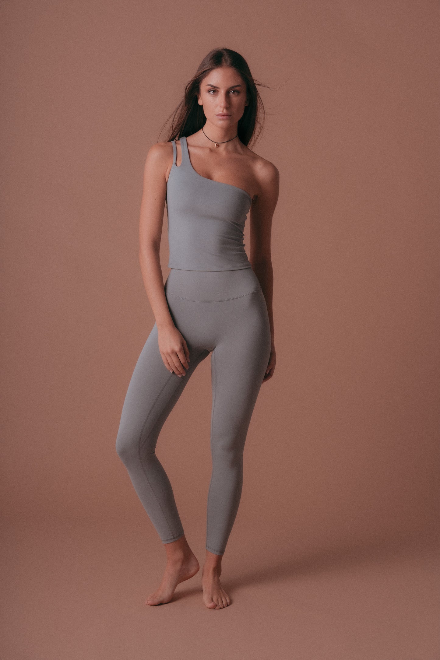 One Shoulder Set - Light Grey